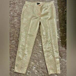 H&M Metallic Gold Floral Brocade Slim Pants – Size 8 (NWT)